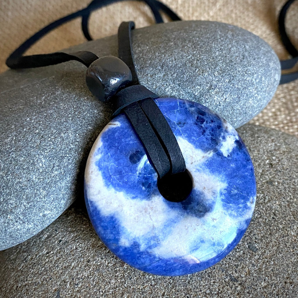 Sodalite Donut & Shungite Necklace, Self Expression, Intuition