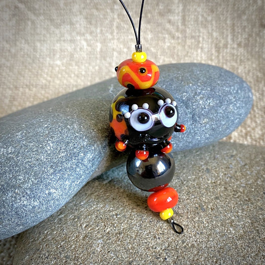 Hangable Shungite Accessory, Flaming "Squeedle" w/Fiery Personality