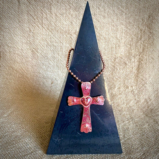High Pyramid Copper Topper, Large Copper Cross with Heart