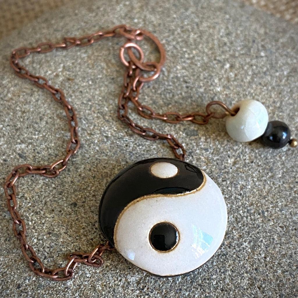 High Pyramid Copper Topper with Large Black & White Yin Yang Bead