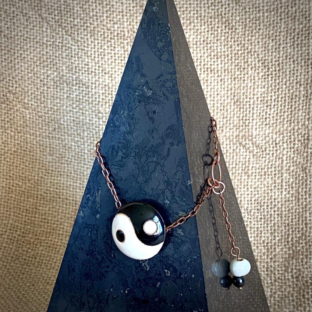 High Pyramid Copper Topper with Large Black & White Yin Yang Bead