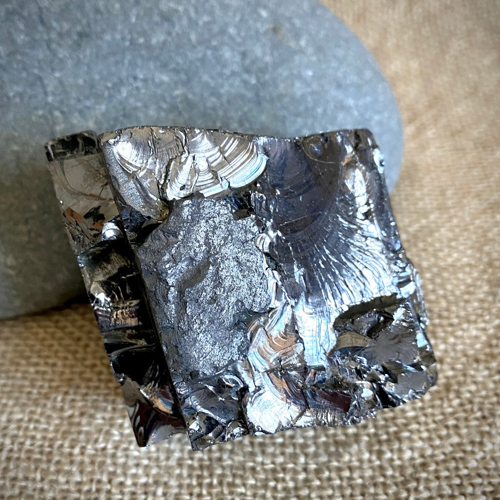 Large Elite Shungite Nugget 218g with Lapis Heart on Raw Lapis Slab