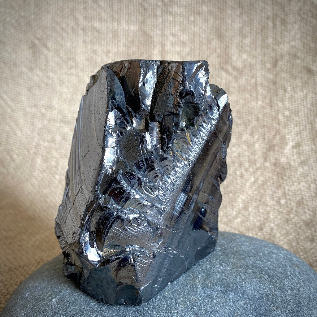 Elite Shungite Nugget, Labradorite, Selenite in Russian "Bear Box"
