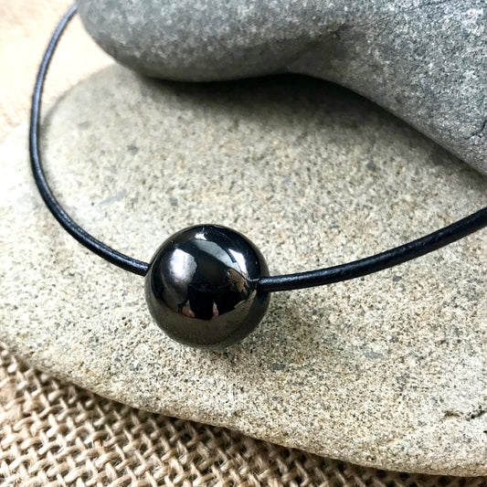 EMF Necklace With Single Shungite Bead, Unisex, Gift for Him - Shungite Queen