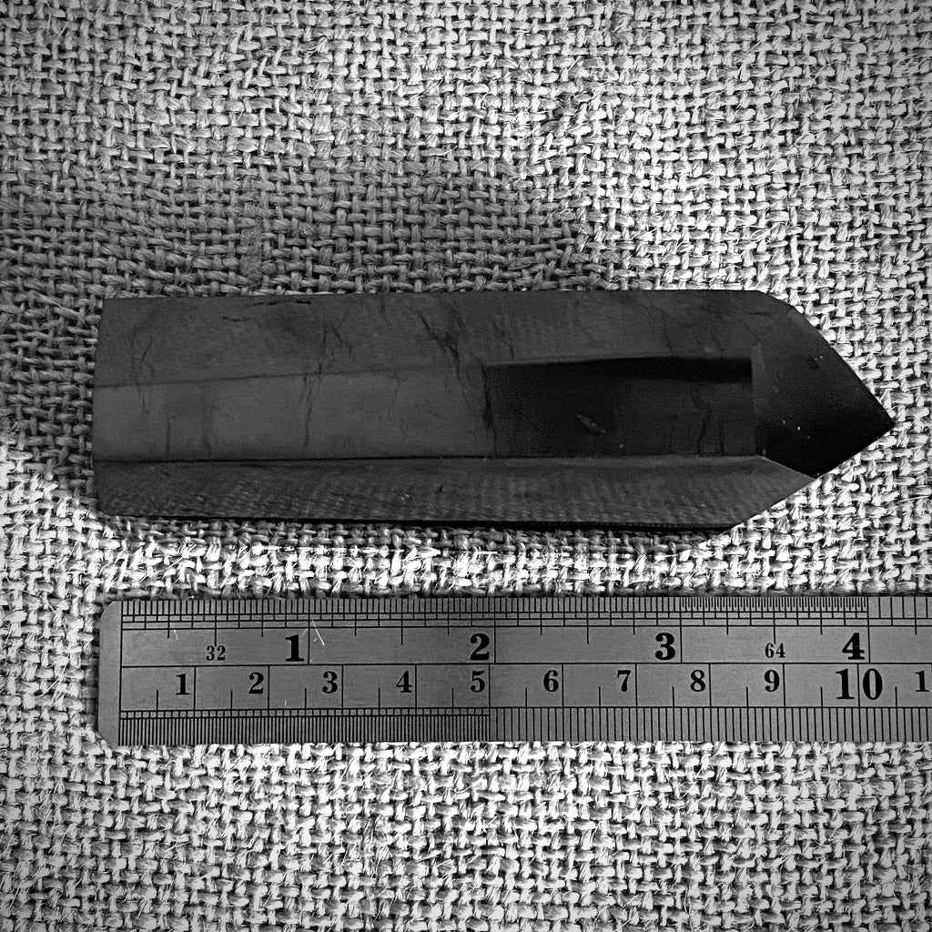 Large Polished Shungite Crystal Pencil Point, Energy Balancing