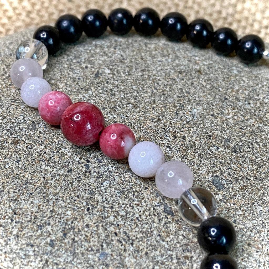 Pink Gemstones & Shungite Bracelet, Love, Heart Chakra