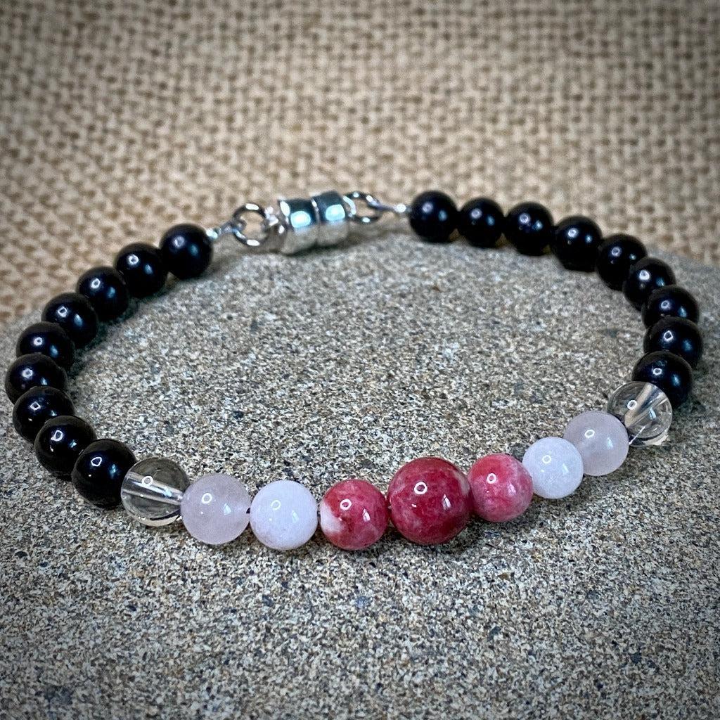 Pink Gemstones & Shungite Bracelet, Love, Heart Chakra