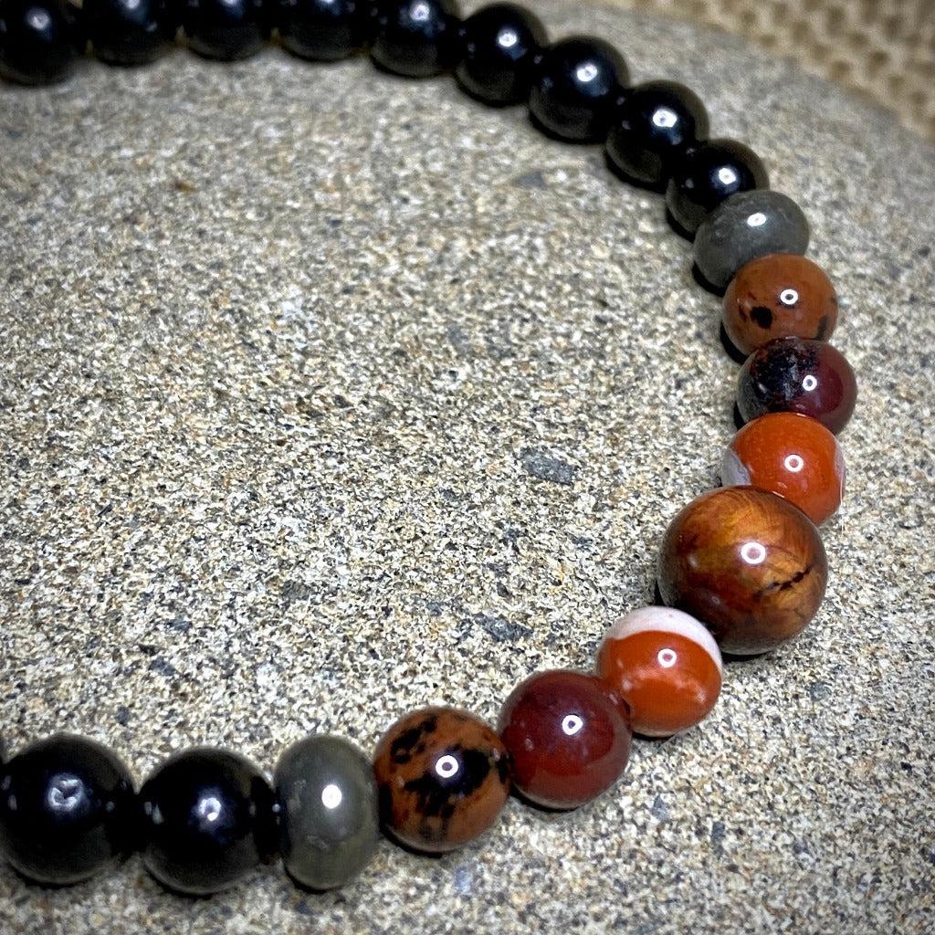 Red Gemstones & Shungite Bracelet, Strength, Passion, Vitality