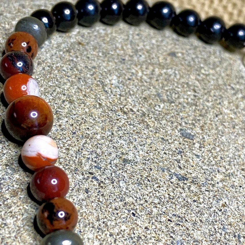 Red Gemstones & Shungite Bracelet, Strength, Passion, Vitality