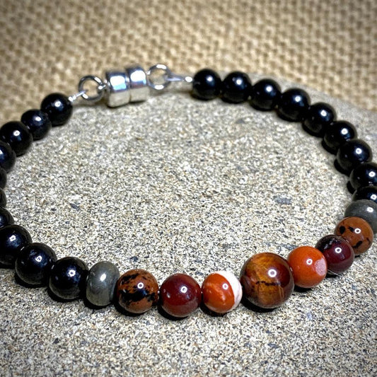 Red Gemstones & Shungite Bracelet, Strength, Passion, Vitality