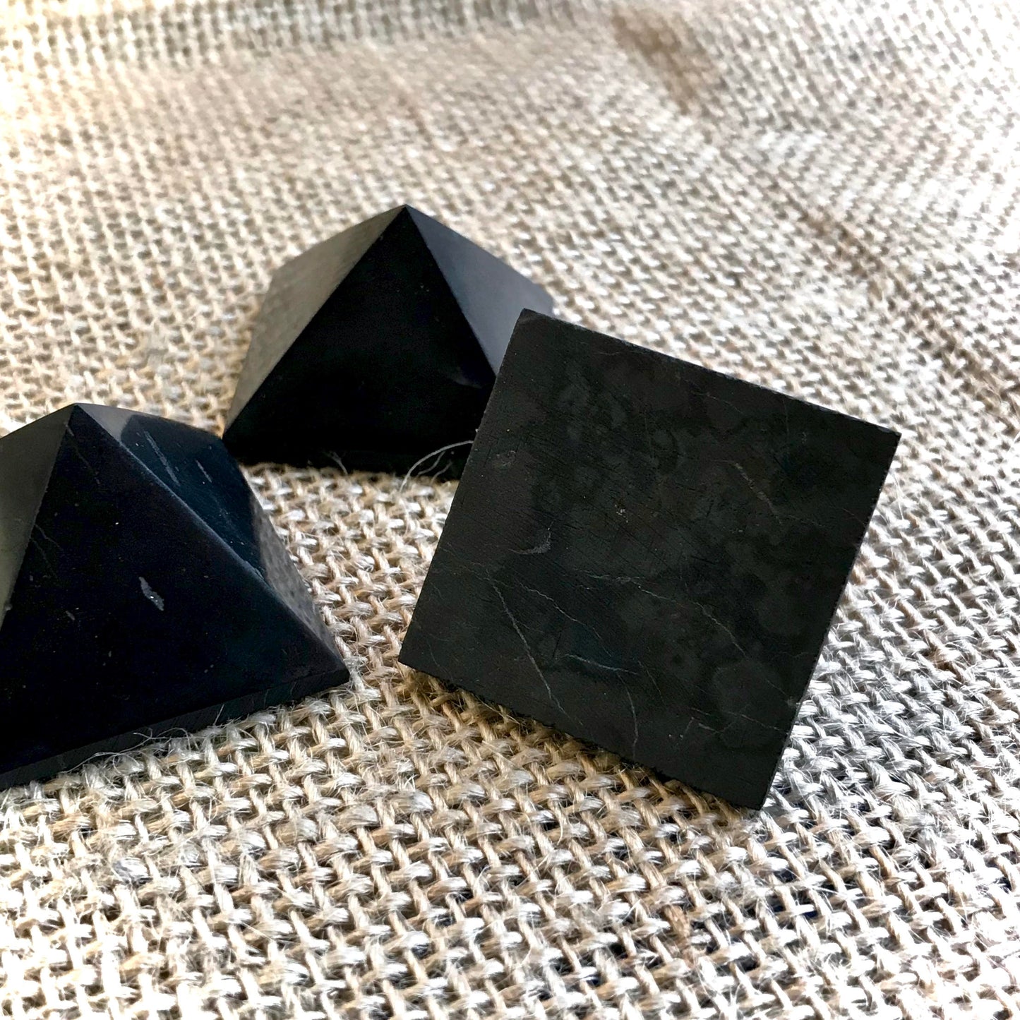 Set of 3 Small Shungite Pyramids, EMF Blocking, Genuine Shungite, Black Shungite - Shungite Queen