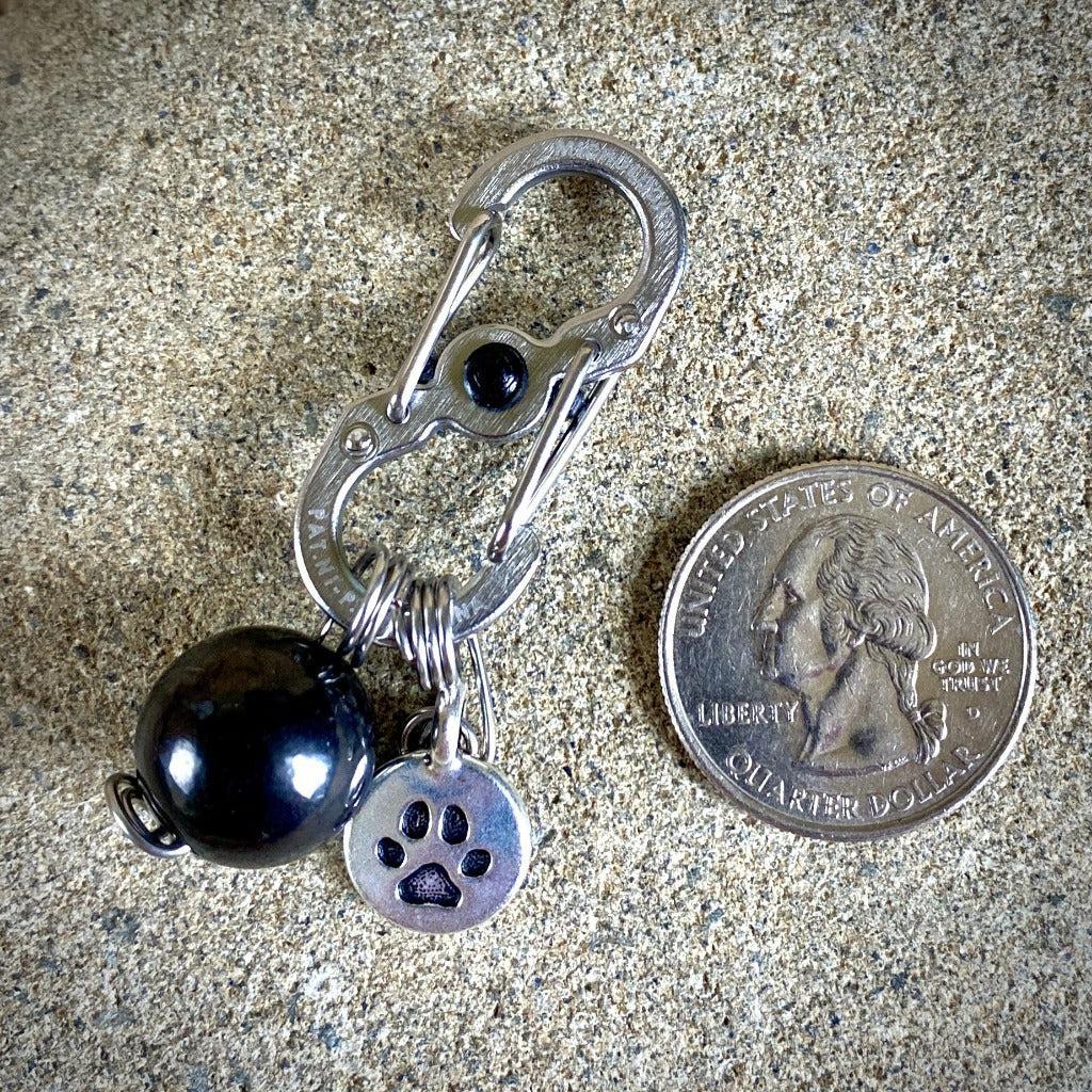 Shungite Bead Pendant, Shungite for Pets, Paw Charm, Cat or Dog