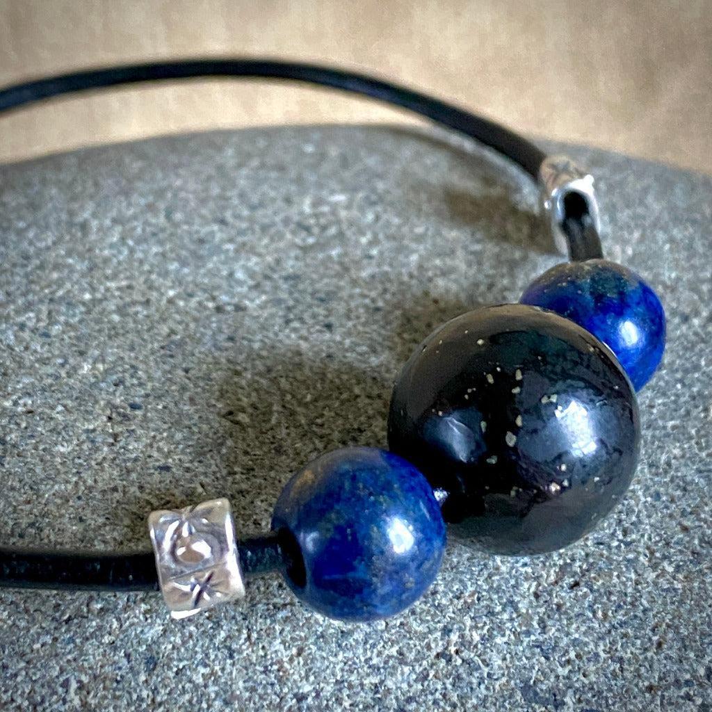 Shungite Bracelet with Lapis, Communication, Power, Throat Chakra