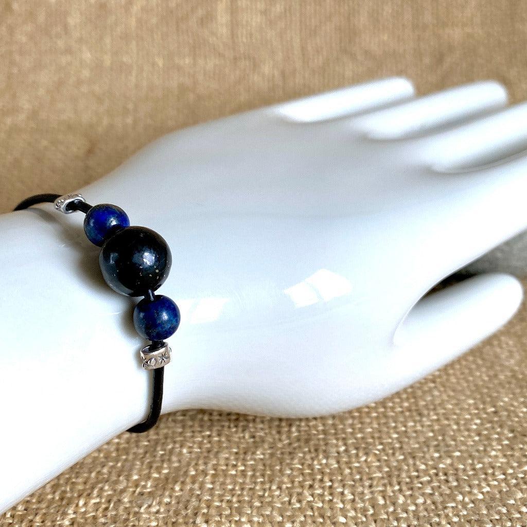 Shungite Bracelet with Lapis, Communication, Power, Throat Chakra