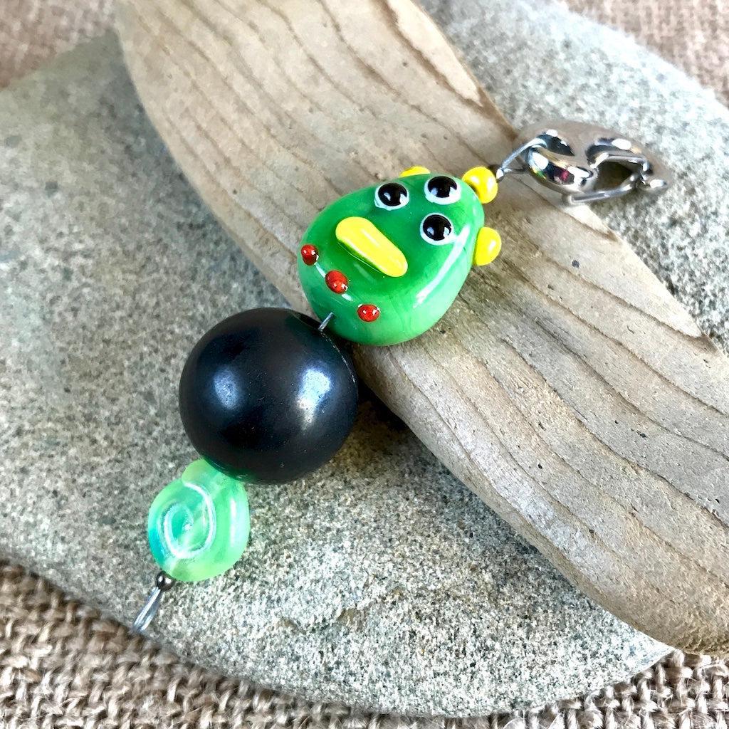 Shungite Clip-On Necklace With Green Monster for Kids - Shungite Queen