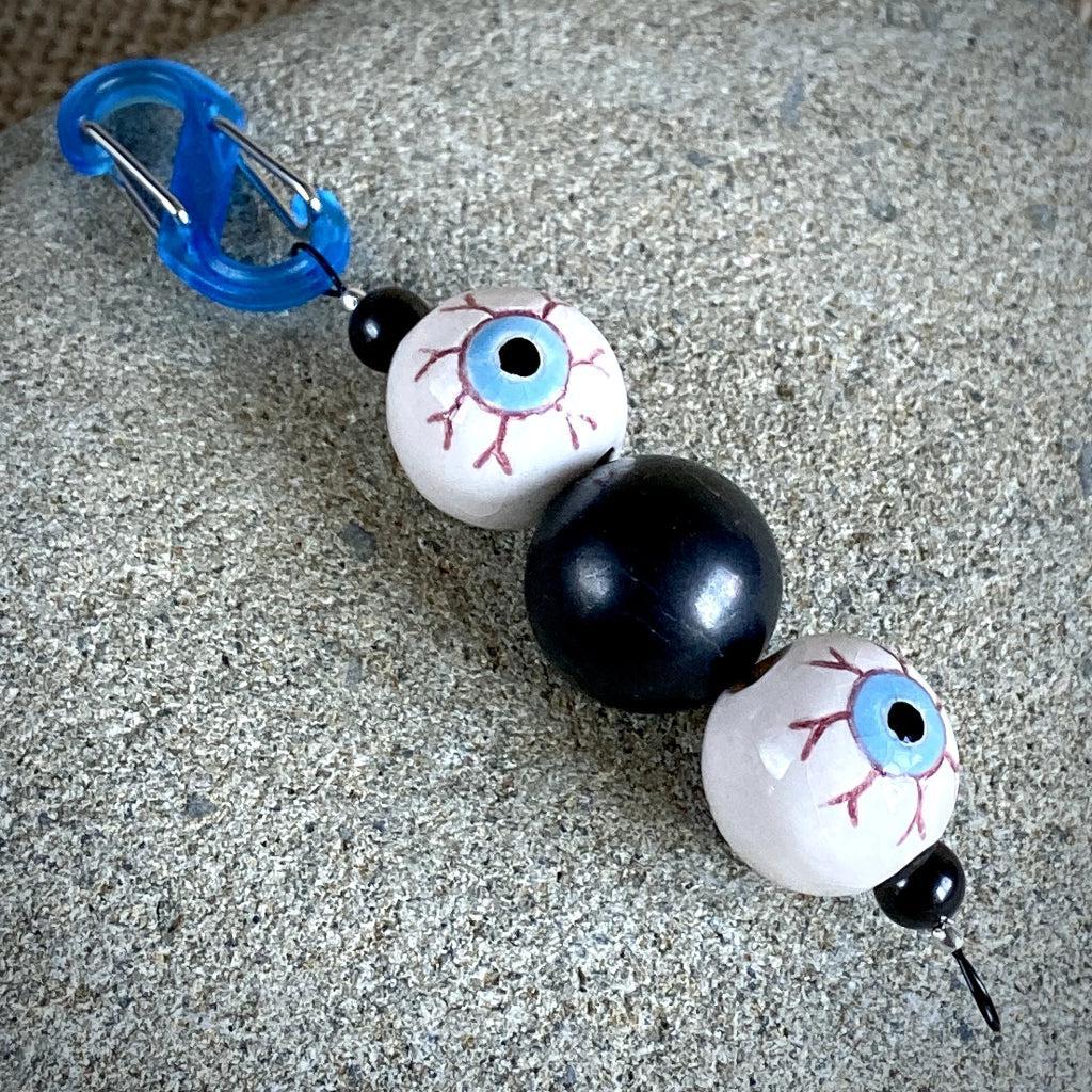 Shungite & Creepy Eyeball Halloween Clip-On Necklace - Shungite Queen