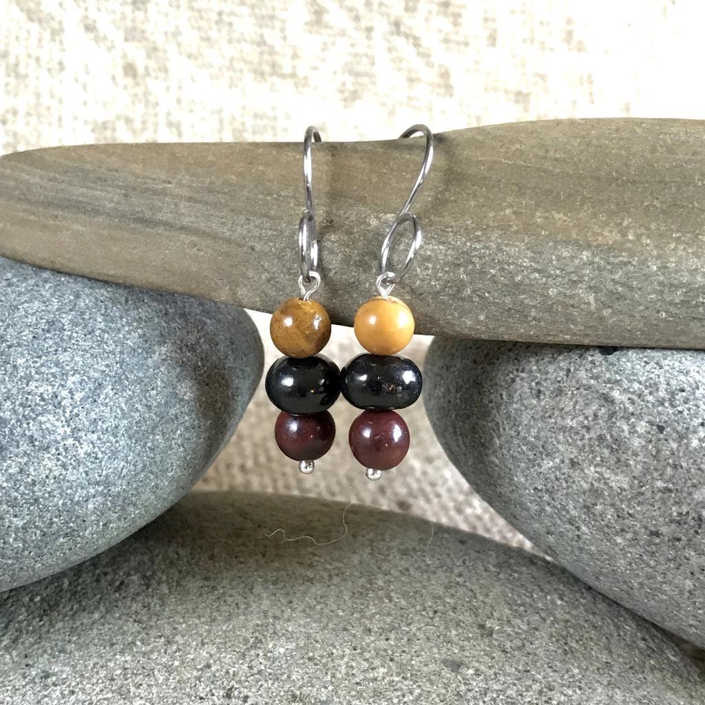 Shungite & Jasper Earrings, Protection, Nurturing and Balance