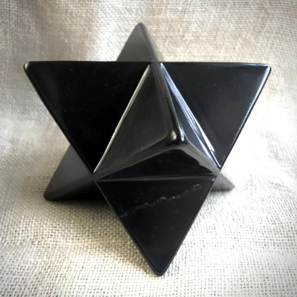 Shungite Merkaba, 100mm, Hand Carved, Genuine Black Shungite - Shungite Queen