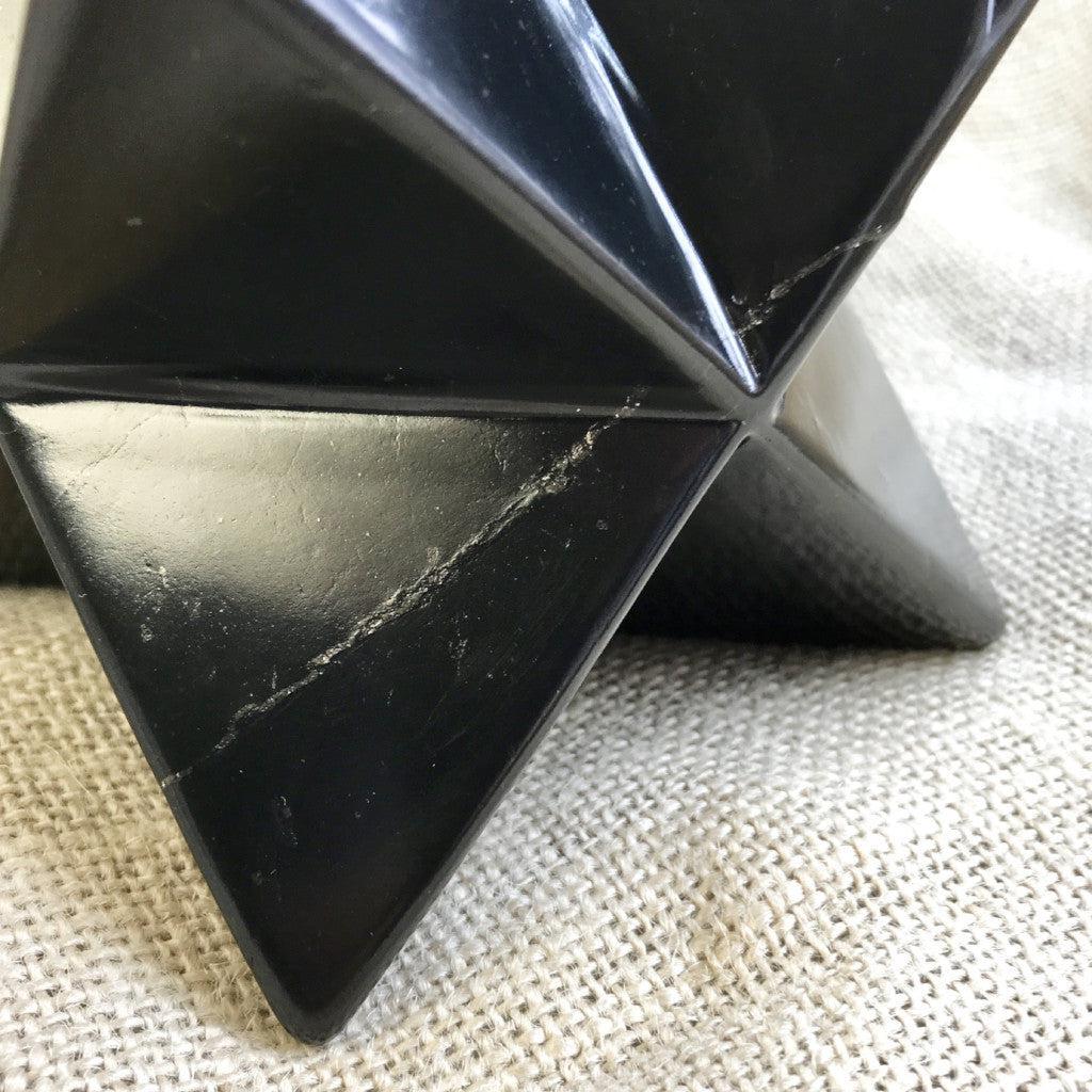 Shungite Merkaba, 100mm, Hand Carved, Genuine Black Shungite - Shungite Queen