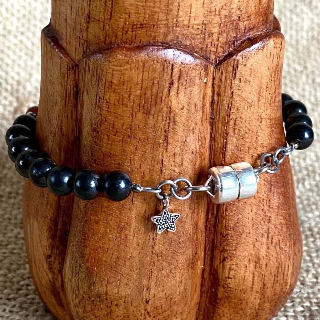 Shungite Navaratna Bracelet | 9 Astrological Gemstones & Sun Charm