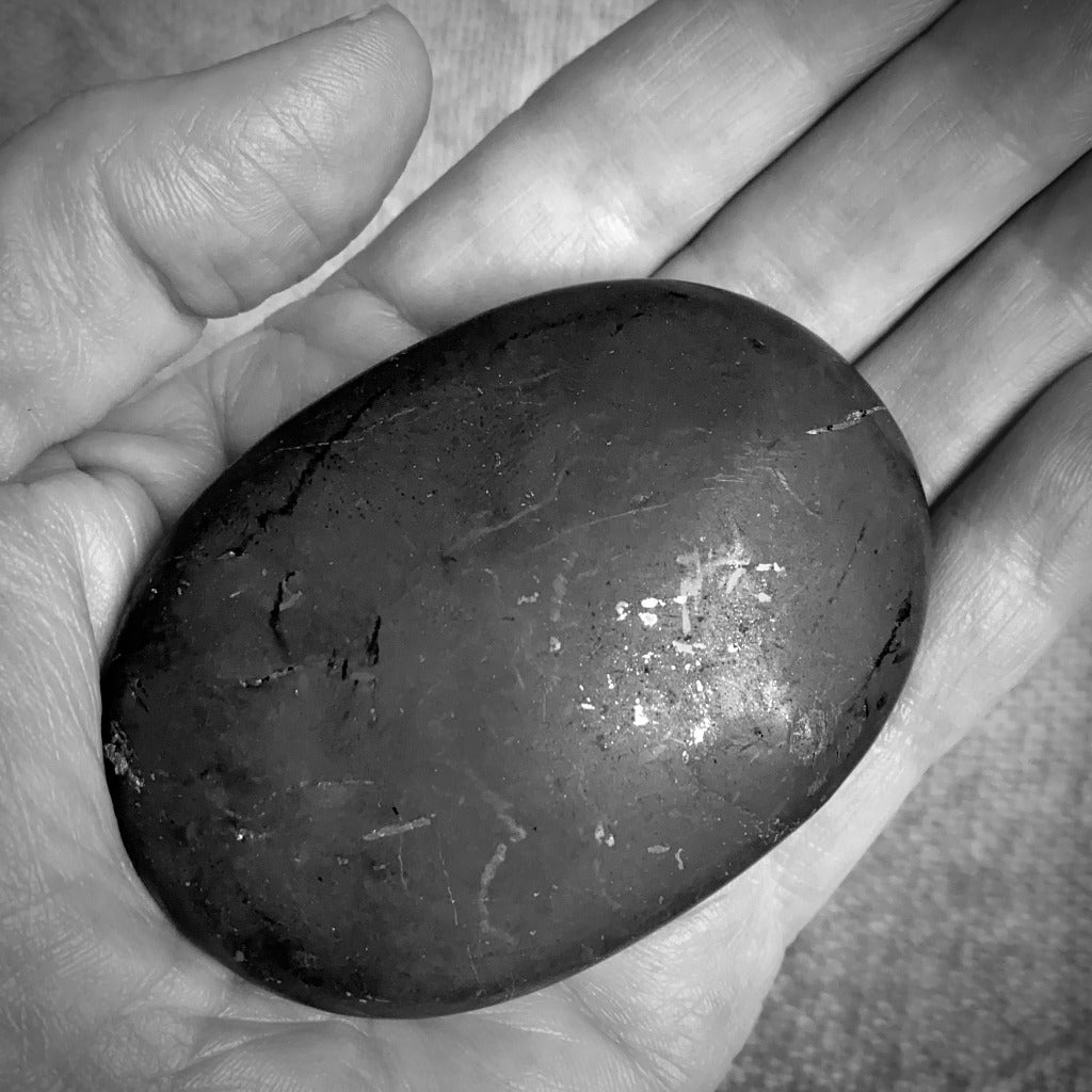 Shungite Palm Stone | Authentic Black Shungite from Karelia