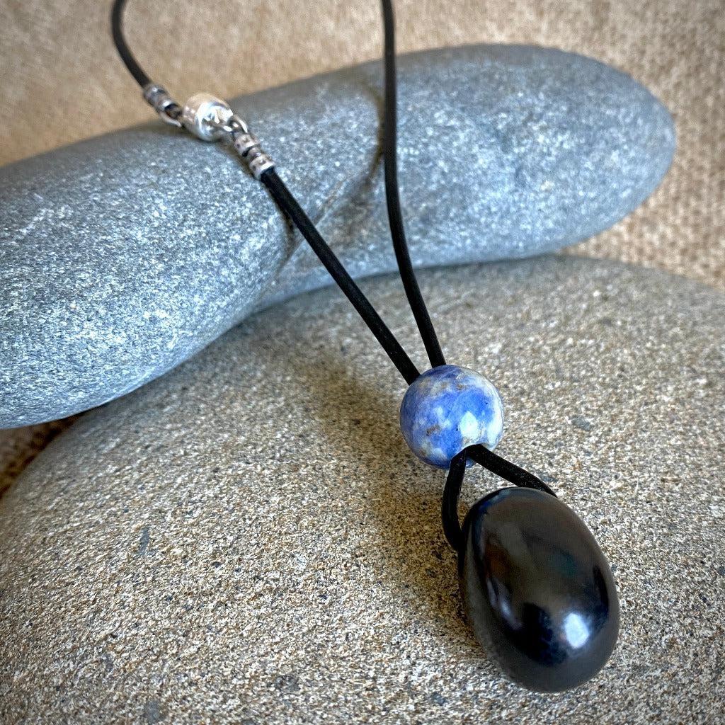 Shungite & Sodalite Rearview Mirror Dangle, Car Accessory