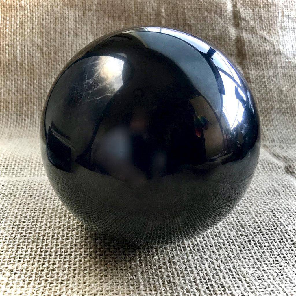 Shungite Sphere, 100mm, 4 Inch, Custom Wood Stand - Shungite Queen