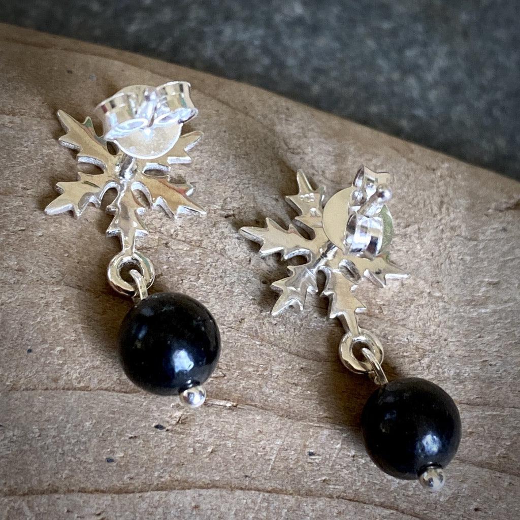 Shungite & Winter Snowflake Post Earrings, Holiday