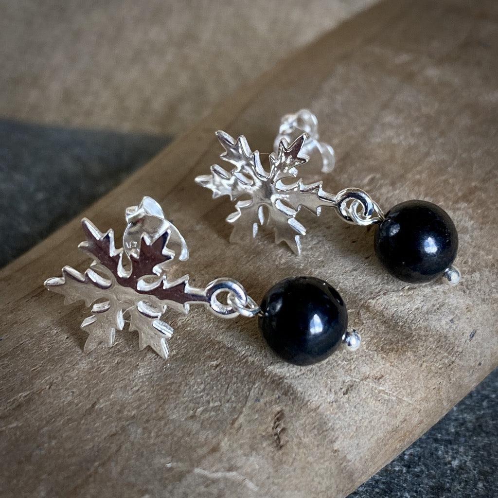 Shungite & Winter Snowflake Post Earrings, Holidays