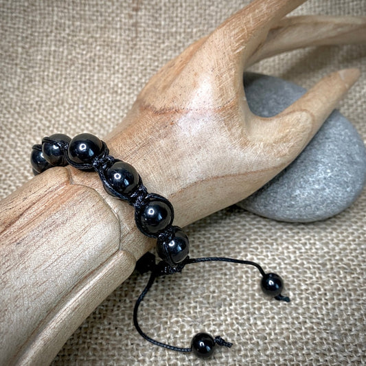 Shungite Shambhala Bracelet | Adjustable Black Nylon Macrame 2