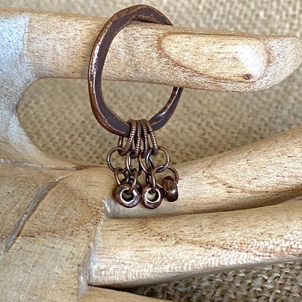 Small Copper Topper with Bedangled Antiqued Copper Ring