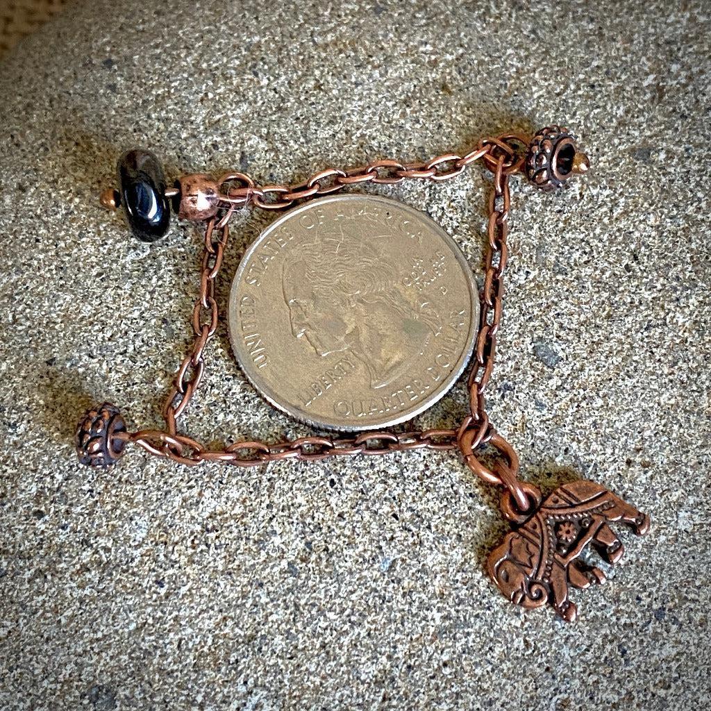 Small Copper Topper with Copper Elephant Charm & Shungite Bead