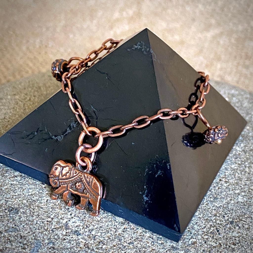 Small Copper Topper with Copper Elephant Charm & Shungite Bead