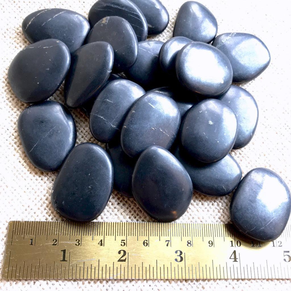 Smooth Polished Black Shungite Pocket Stone, Carry Stone - Shungite Queen