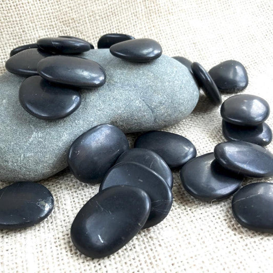 Smooth Polished Black Shungite Pocket Stone, Carry Stone - Shungite Queen