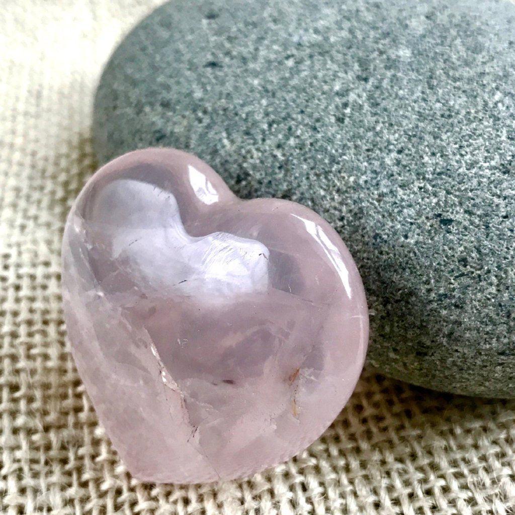 Tumbled Shungite Stones w/Sweet Rose Quartz Heart In Wood Bowl, - Shungite Queen