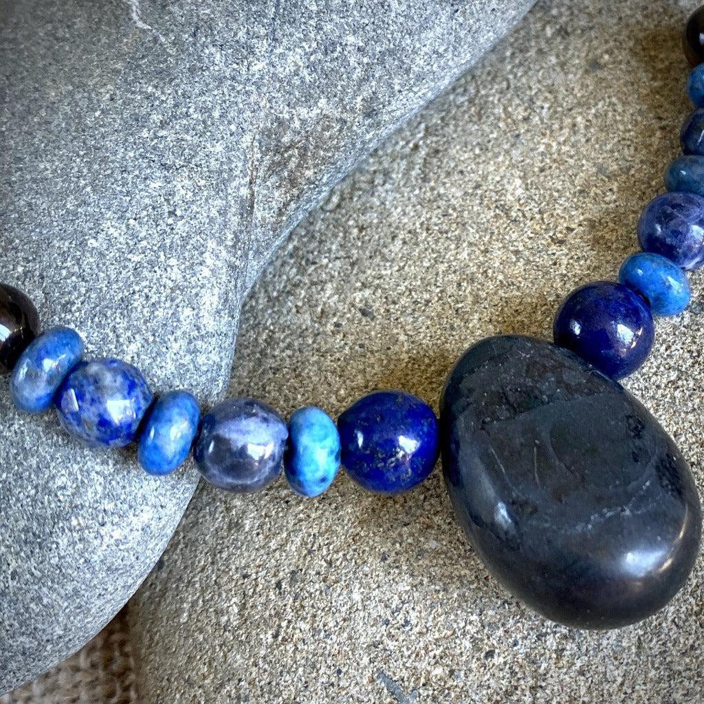 Writer's Necklace w/Shungite, Lapis, & Sodalite, Self-Expression, - Shungite Queen