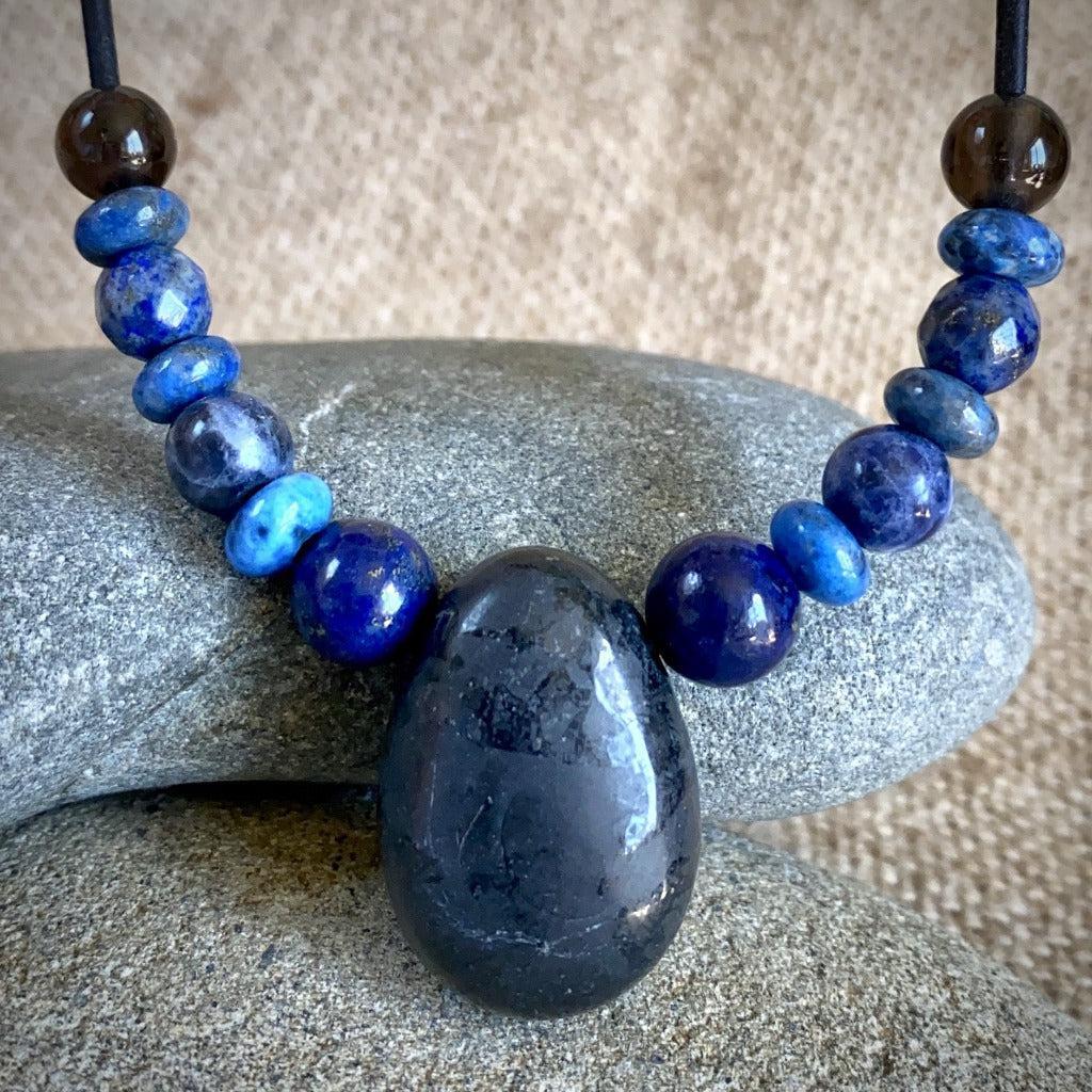 Writer's Necklace w/Shungite, Lapis, & Sodalite, Self-Expression, - Shungite Queen