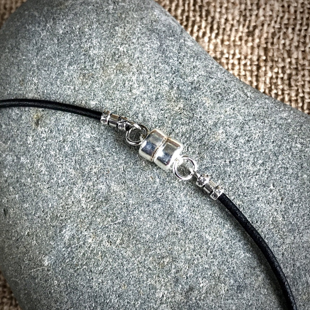 Shungite Necklace for Child, Square Bead, Strong Magnetic Clasp