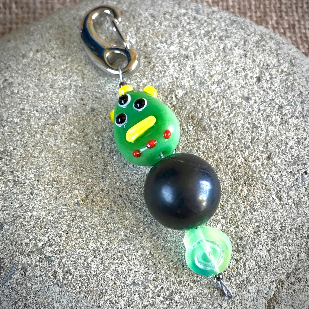 Shungite Clip-On Necklace With Green Monster for Kids - Shungite Queen