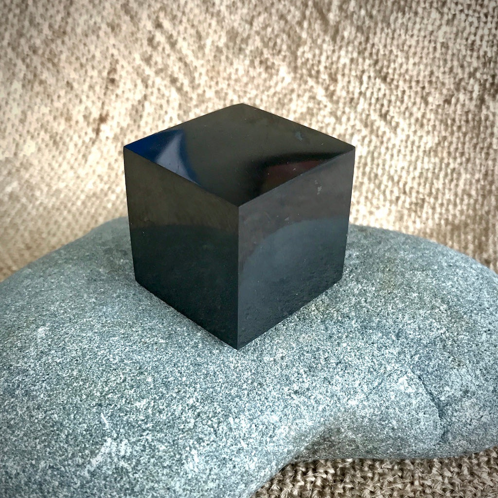 Shungite Cube, 30mm, Genuine Black Shungite - Shungite Queen