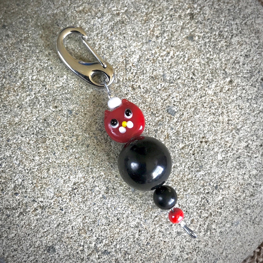Red Cat Shungite Necklace on Silver Ball Chain, Clip-On Accessory, Kids - Shungite Queen
