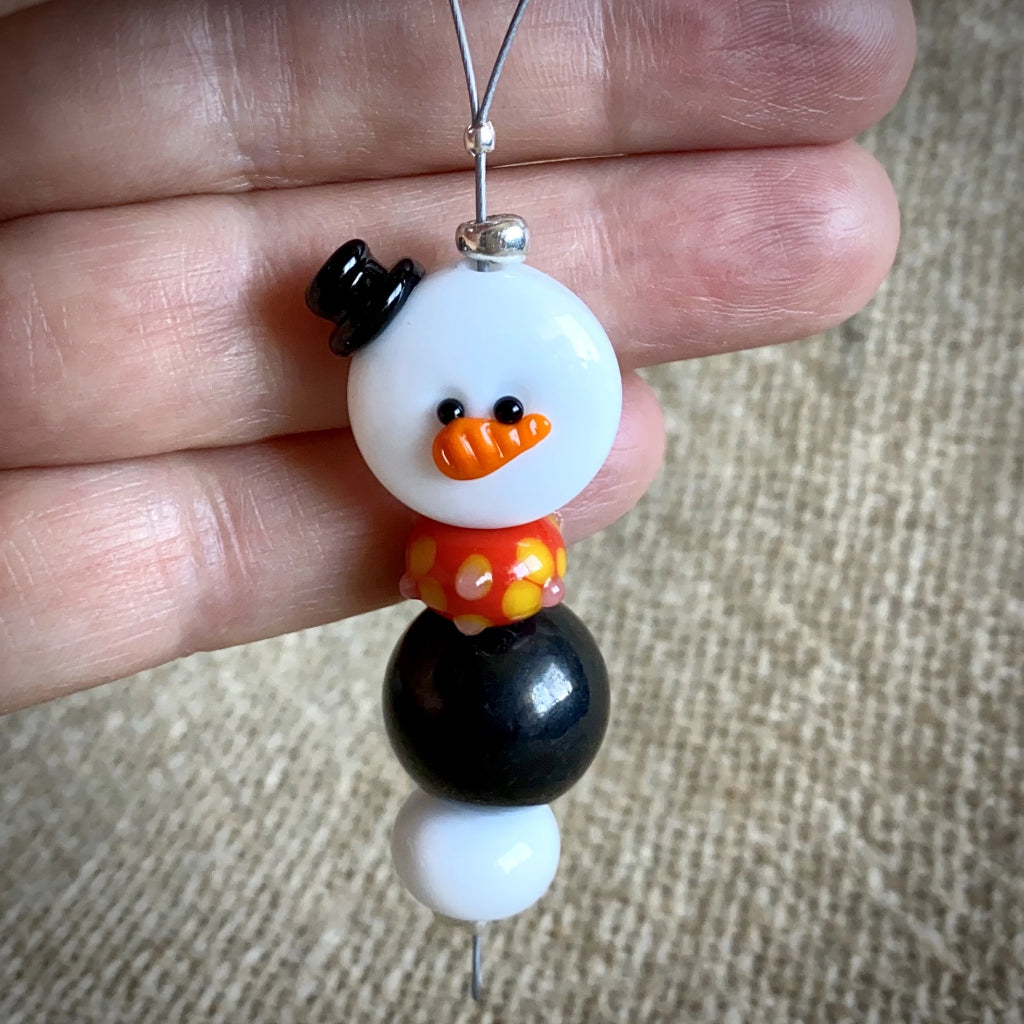 Avant Garde Shungite Snowman Ornament With Orange Scarf - Shungite Queen