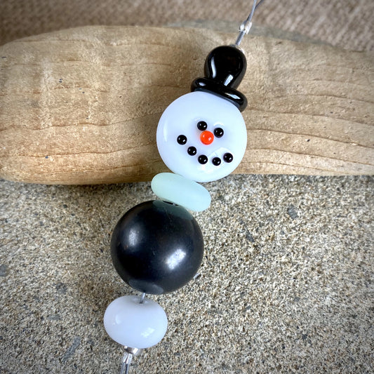 Smiling Shungite Snowman Ornament, Fun Holiday Decor - Shungite Queen